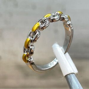 Cute Boho Trendy Chain Look Silver and Gold Tone Ring Band